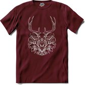 Geometrisch hert - T-Shirt - Heren - Burgundy - Maat XXL