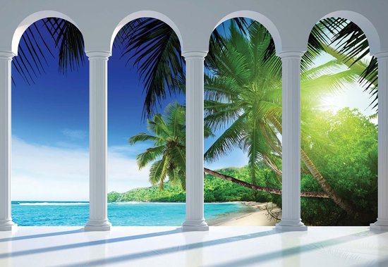 Papier peint Plage Tropical Paradise Arches | XXXL - 416 cm x 254 cm | Polaire 130g / m2
