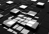 Fotobehang Modern Abstract Squares Black White | XXL - 312cm x 219cm | 130g/m2 Vlies