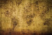 Fotobehang Sepia World Map Vintage | XL - 208cm x 146cm | 130g/m2 Vlies