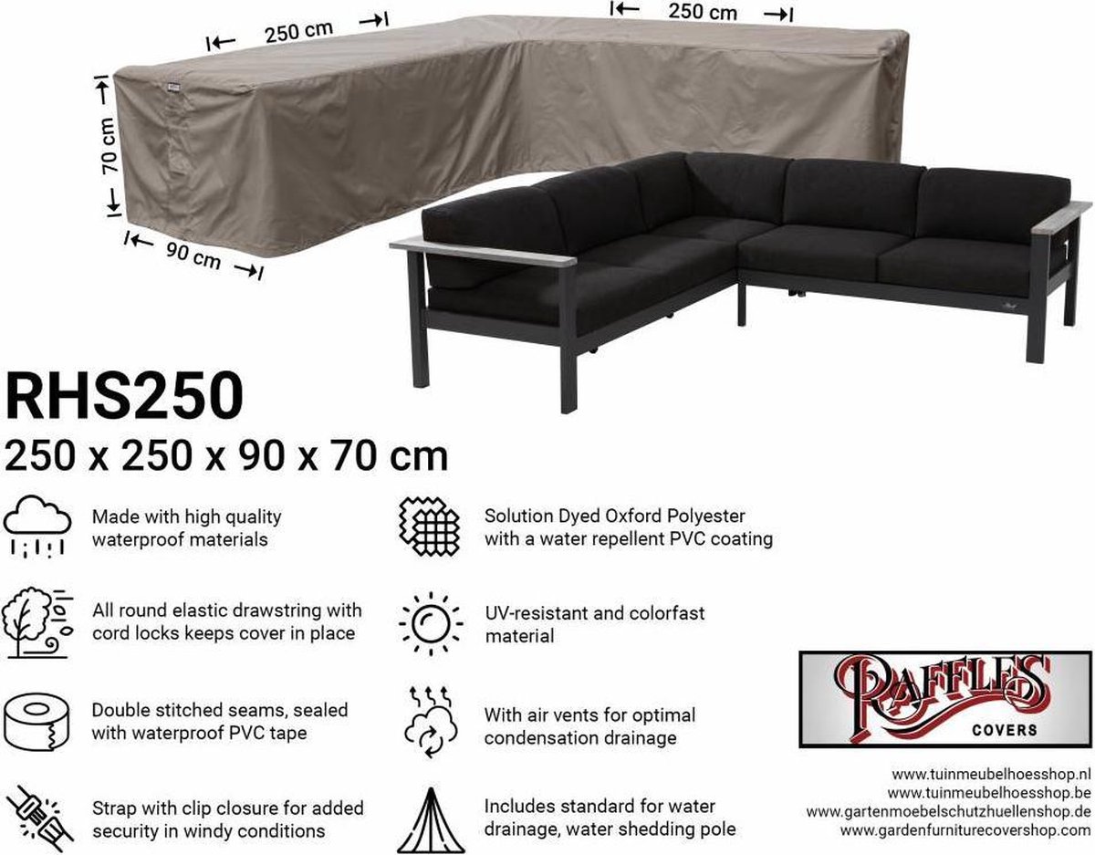 Schouderophalend Immoraliteit Populair Raffles Covers hoes loungeset hoek 250 x 250 x 90 H: 70 cm RHS250 | bol.com