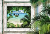 Papier peint Plage Tropical View | XL - 208 cm x 146 cm | Polaire 130g / m2