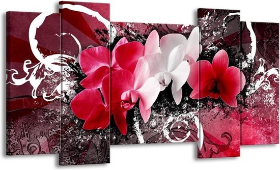 Peinture sur toile Orchidée | Rose, blanc, noir | 120x65 5 Liège