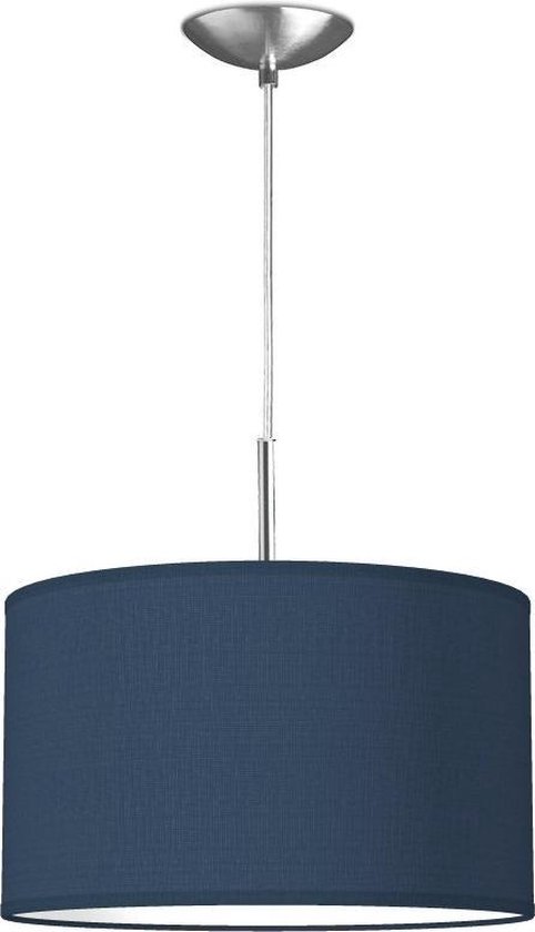 Home Sweet Home hanglamp Bling - verlichtingspendel Tube Deluxe inclusief lampenkap - lampenkap 35/35/21cm - pendel lengte 100 cm - geschikt voor E27 LED lamp - donkerblauw