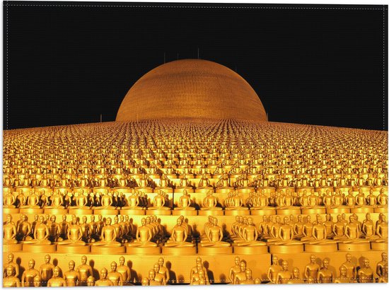 Vlag - Gouden Dhammakaya Tempel Vol met Boeddha's - 40x30 cm Foto op Polyester Vlag