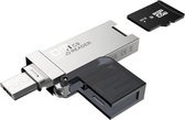 DrPhone DM Series USB naar Micro USB HUB - Mini USB-Stick Kaartlezer- USB 3.0 - Zilver/Zwart