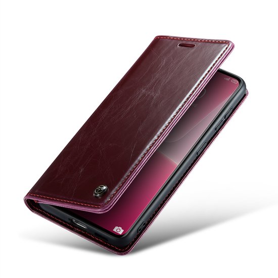 CaseMe - Étui de téléphone adapté pour Xiaomi 13 Lite - Étui portefeuille à rabat - Fermeture magnétique - Rouge