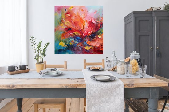 Affiche peinture à l'huile - Art - Abstrait - Coloré - 100x100 cm XXL