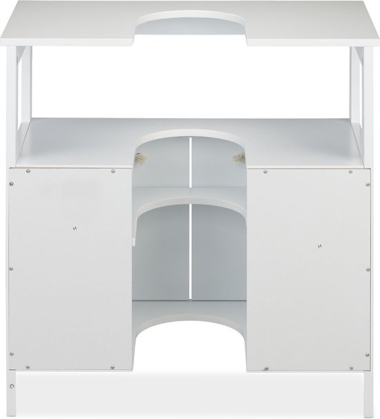 Relaxdays wastafelonderkast wit - onderzetkast wastafel 60 cm - wasbak ...