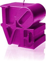 Roze Metallic gelakte figuurkaars, design: LOVE Hoogte 9 cm (30 uur)