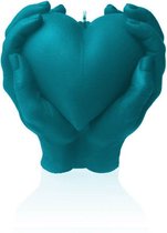 Zeeblauw gelakte Candellana figuurkaars, design: Hart in Handen Hoogte 16 cm (35 uur)