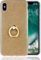 Glittery Powder Shockproof TPU Case voor iPhone XS Max, met 360 graden rotatie ringhouder (goud)