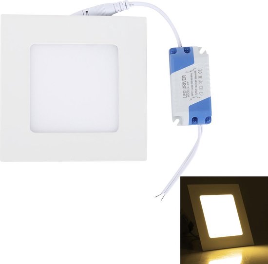 6W Warm wit licht 12cm vierkant paneel licht Lamp met LED Driver 30 LED SMD 2835 lichtstroom: 430LM AC 85-265V knipsel grootte: 11cm