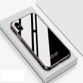 Crystal Cube schokbestendig airbag gehard glas + metalen fotolijst voor iPhone XR (goud)