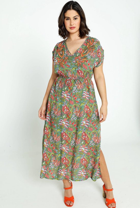 Paprika Lange jurk in viscose met bloemenmotief en borduurwerk | bol.com