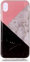 GadgetBay Geometrisch Marmer iPhone XS Max TPU hoesje - Roze Zwart Wit