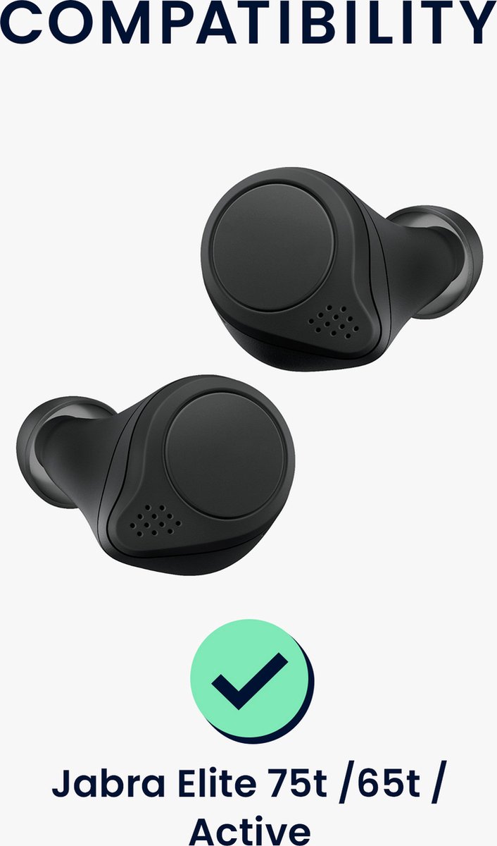kwmobile 6x cover voor oordopjes - geschikt voor Jabra Elite 75t /65t / Active - Van memory foam in zwart - Maat S, M en L – foto 3