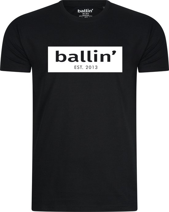 Heren Tee SS met Ballin Est. 2013 Cut Out Logo Shirt Print - Zwart - Maat 3XL