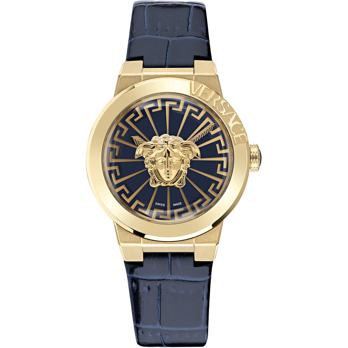 Versace Medusa Infinite VE3F00122 Horloge - Leer - Blauw - Ø 38 mm