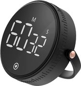 Digitale Kookwekker Zwart met Houder van METU-Online - Smart Timer - LED Display - Magnetisch met Handige Draaiknop - Barbecue kookwekker magneet - BBQ wekker