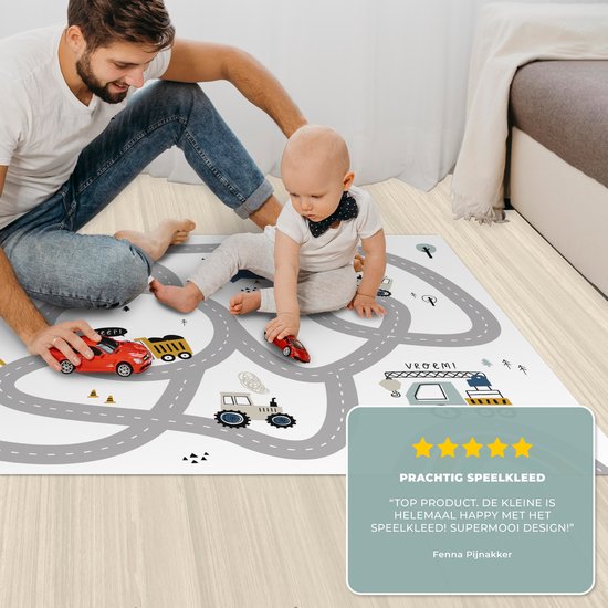 LetsPlaymats® Speelmat baby kinderen - Bouwplaats - Graafmachine - Auto - Regenboog - Design - Speelkleed van vinyl - Speeltapijt - Antislip - 105x70 cm van LetsPlaymats® — afbeelding 4