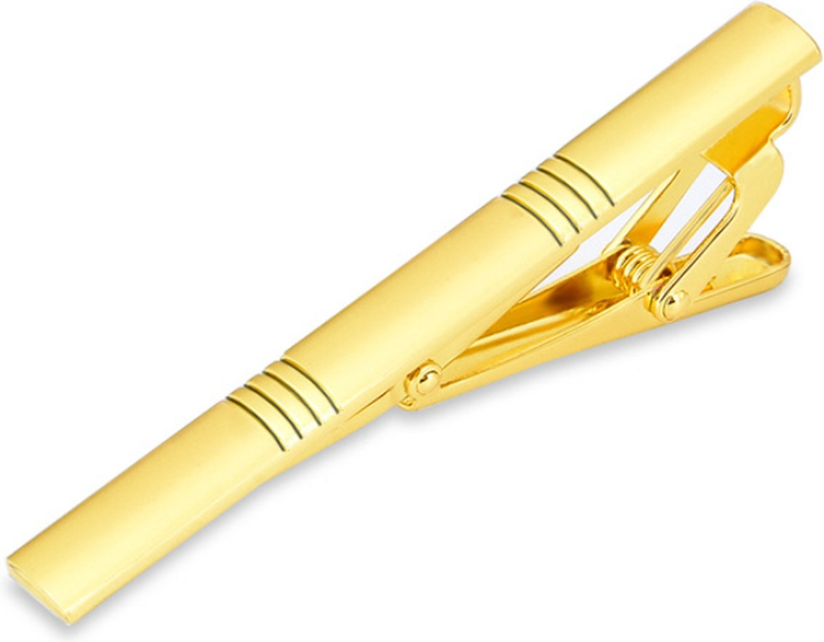 Dasspeld - Stropdas Clip - Shiny Tie Clip - Goud - Gestreept