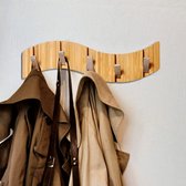 Wandgarderobe van hout – haaklijst garderobehaken met 5 uitklapbare metalen haken voor mantels, jassen, hoeden, tassen, hal, slaapkamer, badkamer 40 cm