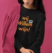 Zwarte Koningsdag Trui Wij Willem Wijn 2 Kleuren - Maat L - Uniseks Pasvorm - Oranje Feestkleding