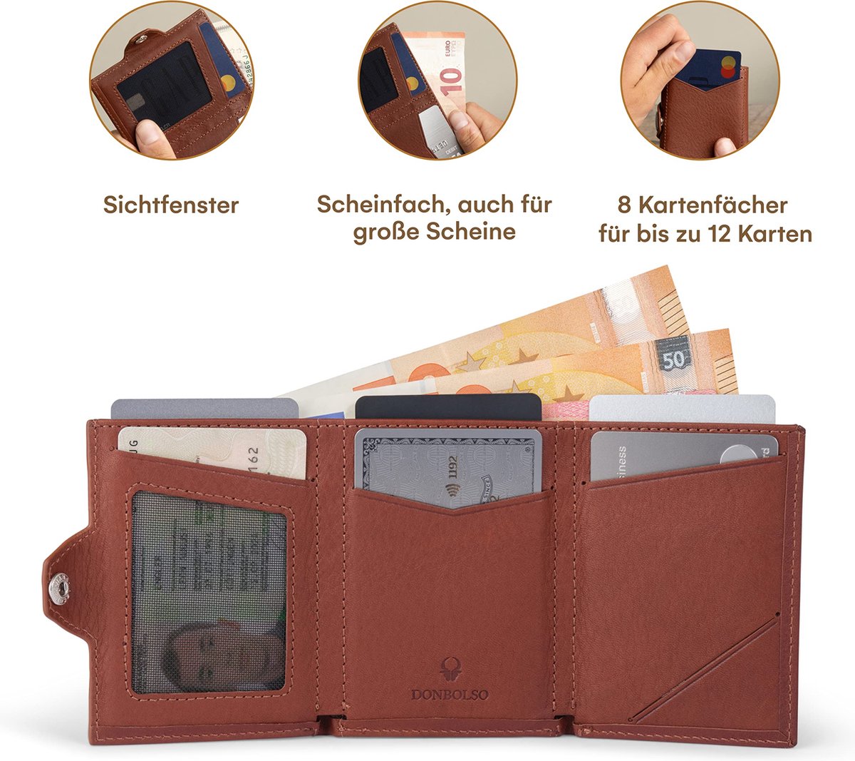 Solo Pelle Q-Wallet Leren portemonnee met geïntegreerde