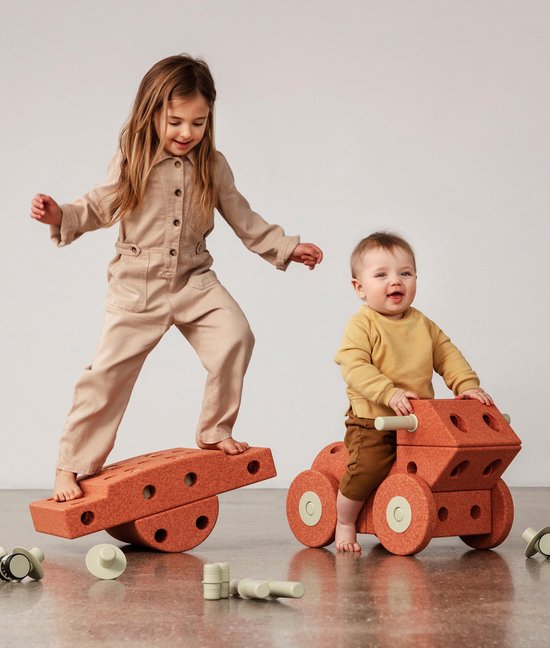 Modu Dreamer Set - Zachte blokken - 33 onderdelen - Open Ended speelgoed - Speelgoed 1 jaar - Speelgoed 2jaar - Speelgoed 3 jaar - Bouwspeelgoed -Burnt Orange / Dusty Green van Merkloos — afbeelding 4