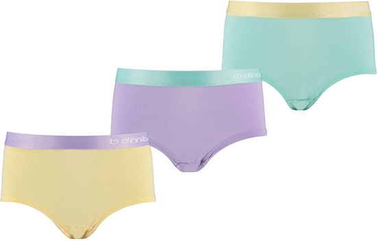 Apollo - Bamboe Hipster Meisjes - Multi Pastel - 3-Pak - Maat 122/128 - Ondergoed meisjes - Meisjes boxershorts - Meisjes ondergoed