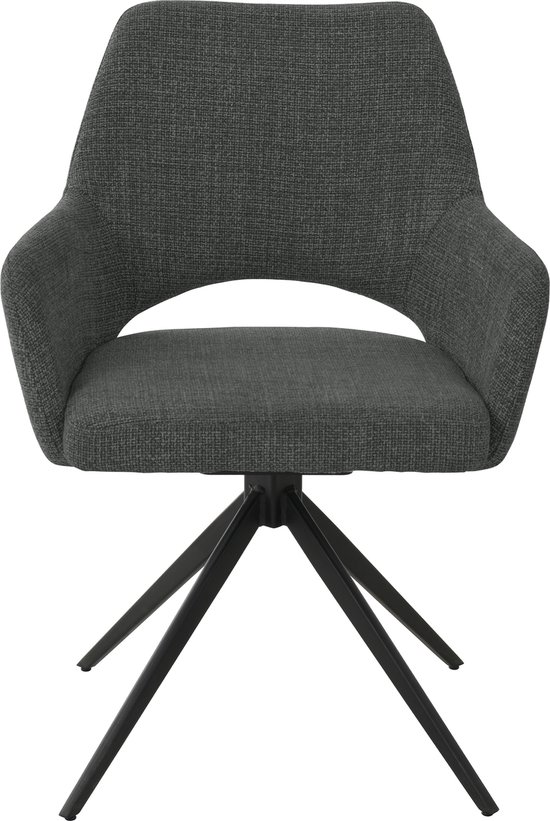 Chaise de salle à manger Nova - Anthracite - Tissu tissé - Chaise pivotante - Chaise de salle à manger Design