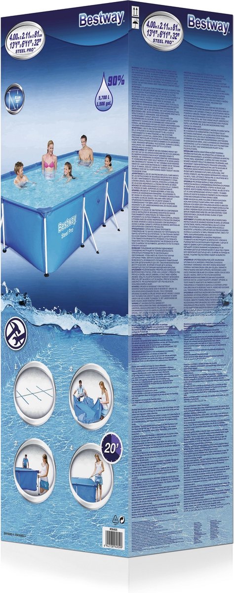 Bestway Steel Pro Zwembad - 400 x 211 x 81 cm - Rechthoekig Opzetzwembad met Stalen Frame - Familiezwembad — afbeelding 16