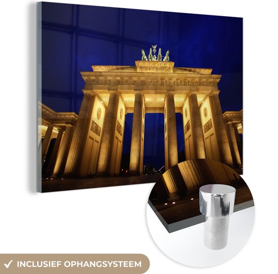 MuchoWow® Glasschilderij 30x20 cm - Schilderij acrylglas - Brandenburger Tor - Berlijn - Duitsland - Foto op glas - Schilderijen