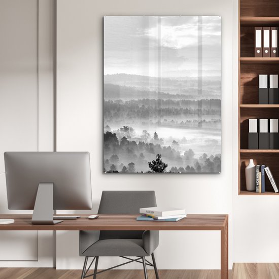 MuchoWow® Peinture sur Verre - Nature dans le Parc d'Espagne - noir et blanc - 90x120 cm - Peintures sur Verre Peintures - Photo sur Glas