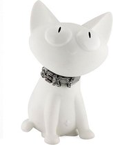Dhink spaarpot Silly kat met halsband - Kleur - Wit
