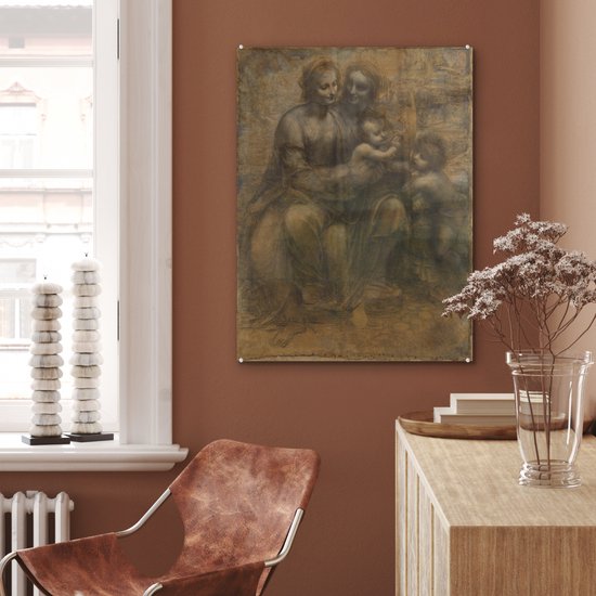 MuchoWow® Peinture sur Verre - Marie avec Enfant et Sainte Anne - Leonardo de Vinci - 60x80 cm - Peintures sur Verre Acrylique - Photo sur Glas