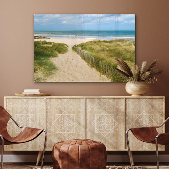 Peinture sur verre - Plage - Mer - Dune - België - 120x80 cm - Peintures Plexiglas