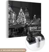 MuchoWow® Glasschilderij 90x90 cm - Schilderij acrylglas - Berlijn - Kerst - Markt - Foto op glas - Schilderijen