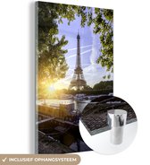 MuchoWow® Glasschilderij 120x180 cm - Schilderij acrylglas - Parijs - Eiffeltoren - Licht - Foto op glas - Schilderijen