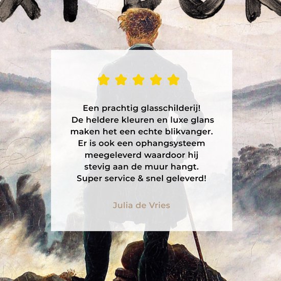 Peinture sur verre - Le marcheur au dessus des brumes - Caspar David Friedrich - Explorer - 20x30 cm - Peintures Plexiglas