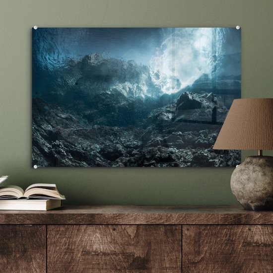 Glas à eau Dark Rocks 60x40 cm - Tirage photo sur Glas (décoration murale en plexiglas)