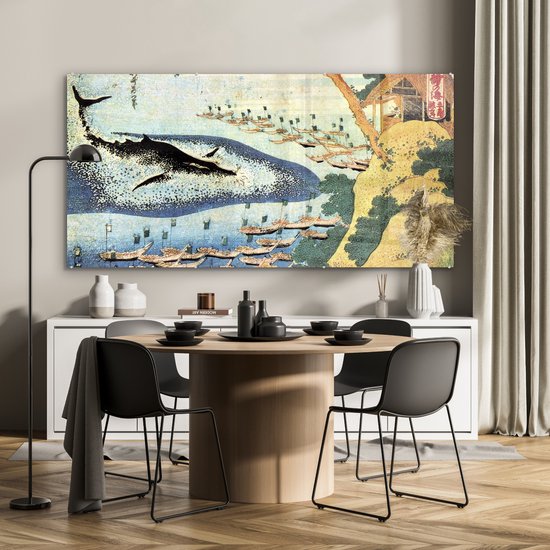 Peinture sur verre - Une baleine à Goto - peinture de Katsushika Hokusai - 160x80 cm - Peintures sur Verre Peintures - Photo sur Glas