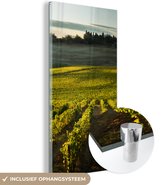 MuchoWow® Glasschilderij 20x40 cm - Schilderij acrylglas - Toscane - Landschap - Wijn - Foto op glas - Schilderijen