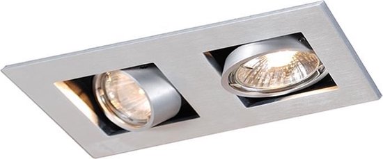QAZQA qure - Moderne Inbouwspot - 2 lichts - L 190 mm - Aluminium - Woonkamer | Slaapkamer | Keuken