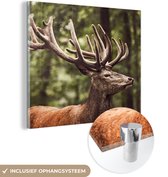 Peintures Plexiglas - Cerf - Bois - Forêt - 50x50 cm - Peinture sur Verre