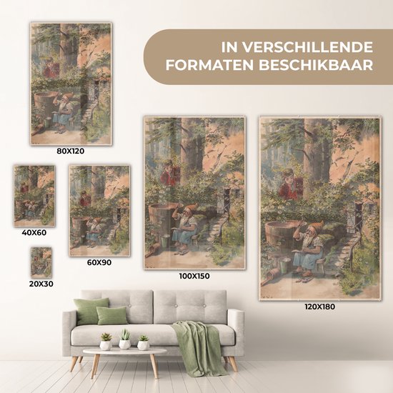 Peinture sur verre - dessin au conte de fées du Gnome - 80x120 cm - Peintures Plexiglas