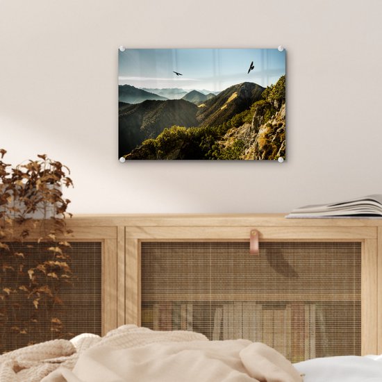 Peinture sur verre - Alpes - Vogels - Forêt - 30x20 cm - Peintures acryliques - Photo sur Glas