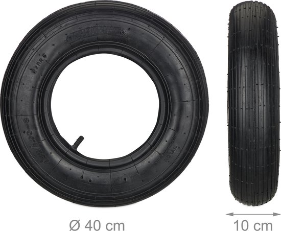 Relaxdays kruiwagenband met binnenband - set van 2 - 4.00-8'' - draagvermogen 125 kg - zwart van Relaxdays — afbeelding 5