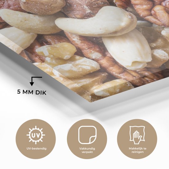 MuchoWow® Peinture sur verre 120x80 cm - Peinture sur verre acrylique - Collection de mélanges de noix dans différents tons marron - Photo sur verre - Peintures